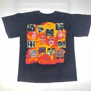 VTG 90s KISS 'The Originals' Band Tee L Double Sided Album Covers Rock of Nation